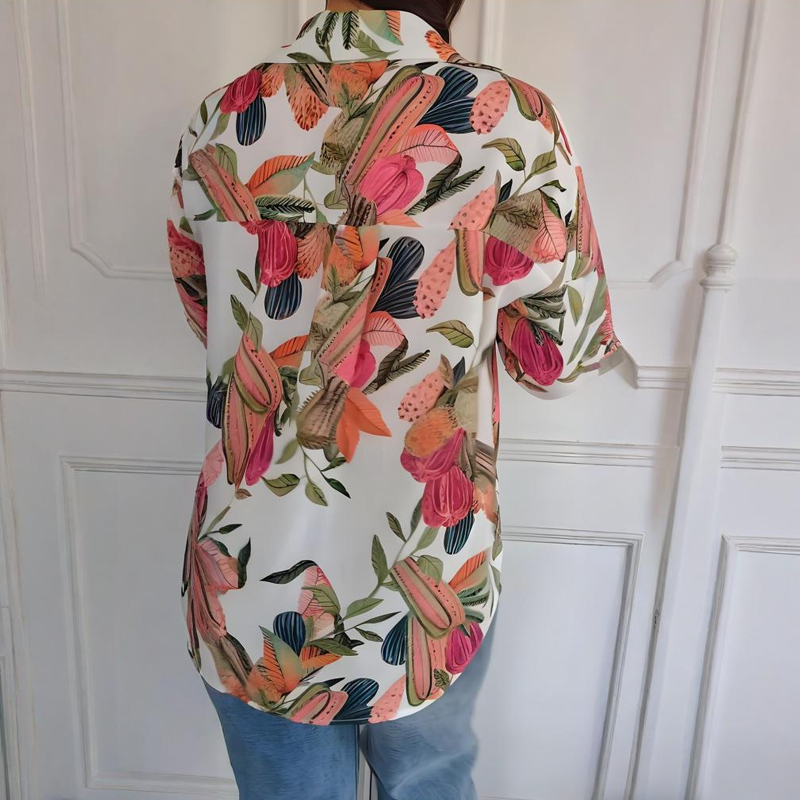 🌸 Special Price £13.98!!Elegant Plants Print Button-up Shirt