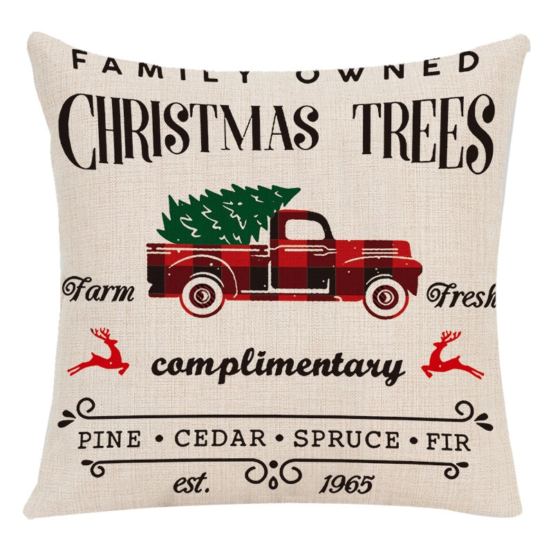 Cute Letter Snowman Elk Chemical Fiber Pillow Cases