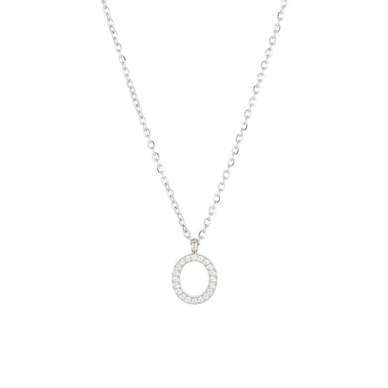 Minimalist Letter 304 Stainless Steel Zircon 16K Gold Plated White Gold Plated Plating Inlay Pendant Necklace