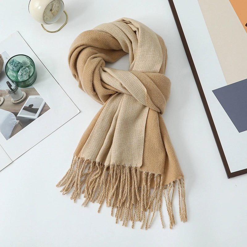 Cashmere Scarf Women's Winter Hot Imitation Cashmere Scarf Men's Shawl  Thickened Double-sided Wool Scarf