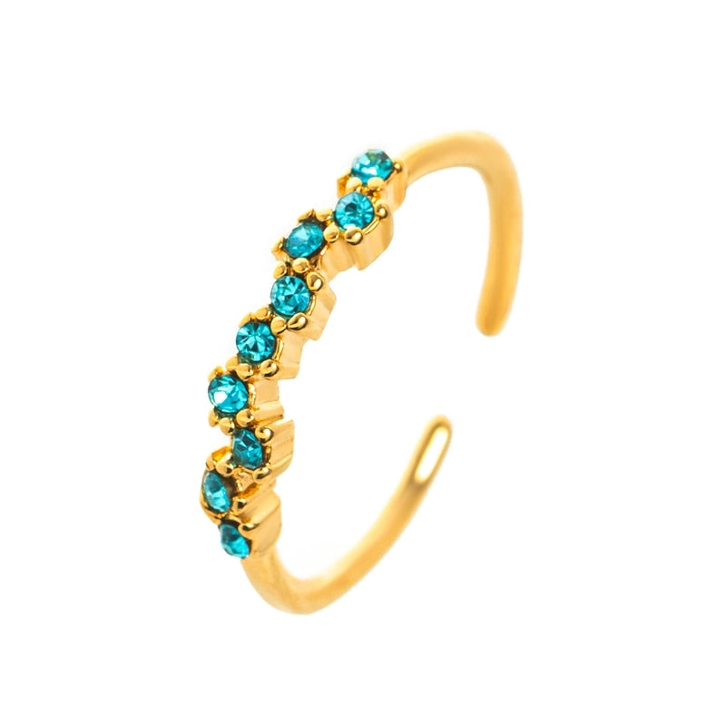 Minimalist Classic Style Geometric 304 Stainless Steel Zircon 18K Gold Plated Inlay Stainless Steel Rings
