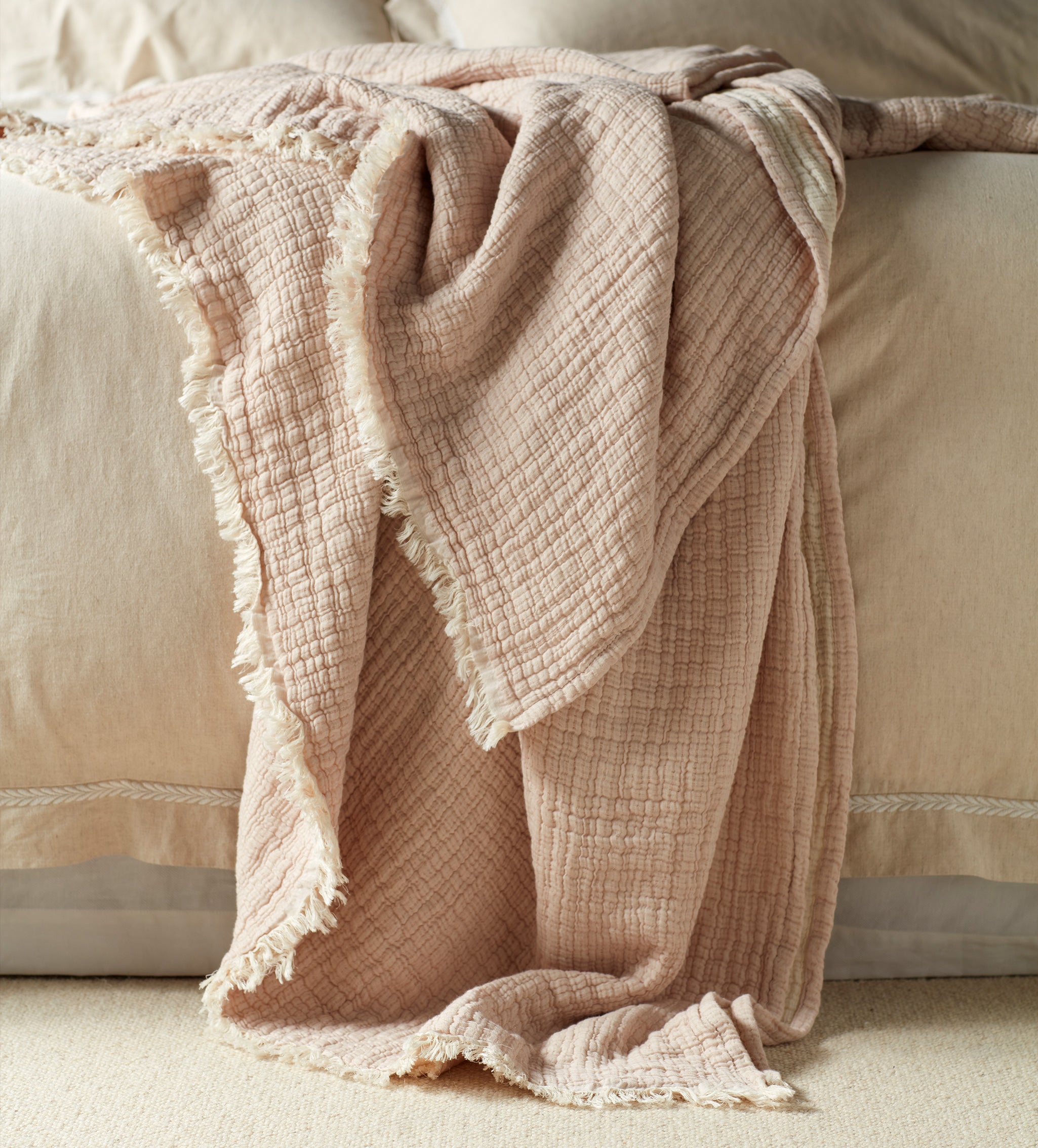 Dusty Pink Orla 100% Cotton Throw