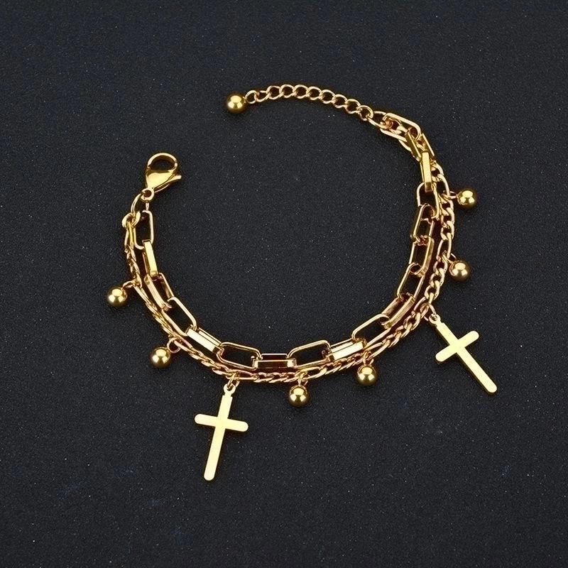 Fashion Geometric 304 Stainless Steel 18K Gold Plated No Inlaid Bracelets In Bulk