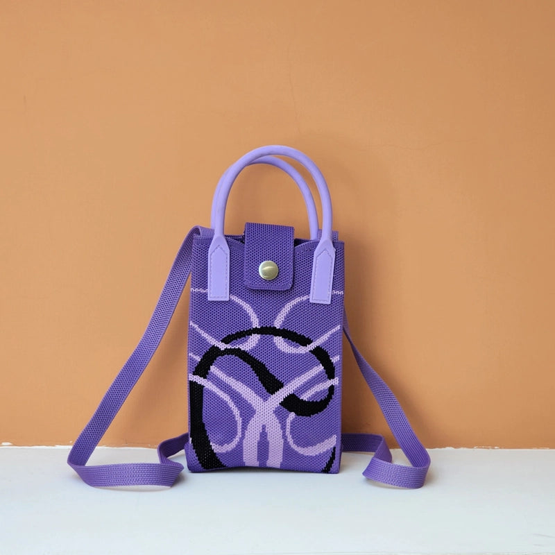 Women's Polyester Cartoon Cute Square Hidden Buckle Shoulder Bag Handbag Crossbody Bag