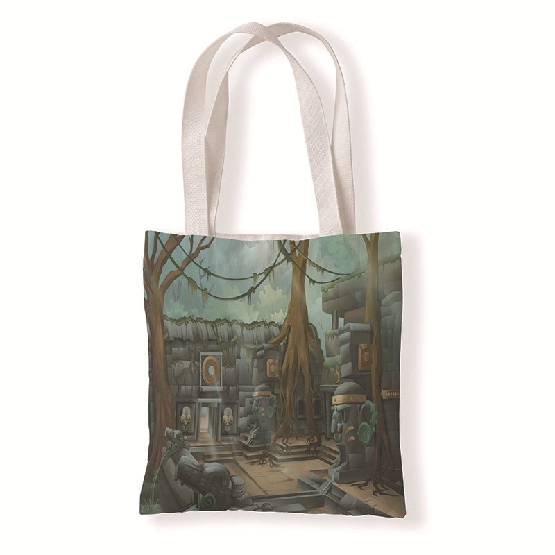 Halloween Unisex Medium Canvas Pumpkin Letter Elegant Streetwear Square Open Canvas Bag