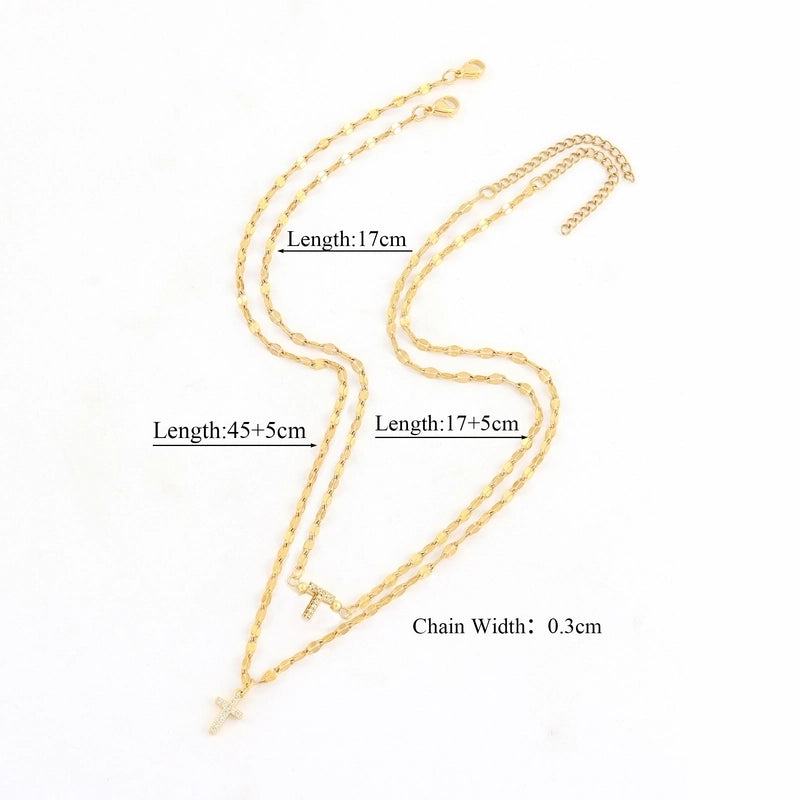 Elegant Minimalist Classic Style Cross Letter 201 Stainless Steel 304 Stainless Steel Copper Pendant Necklace