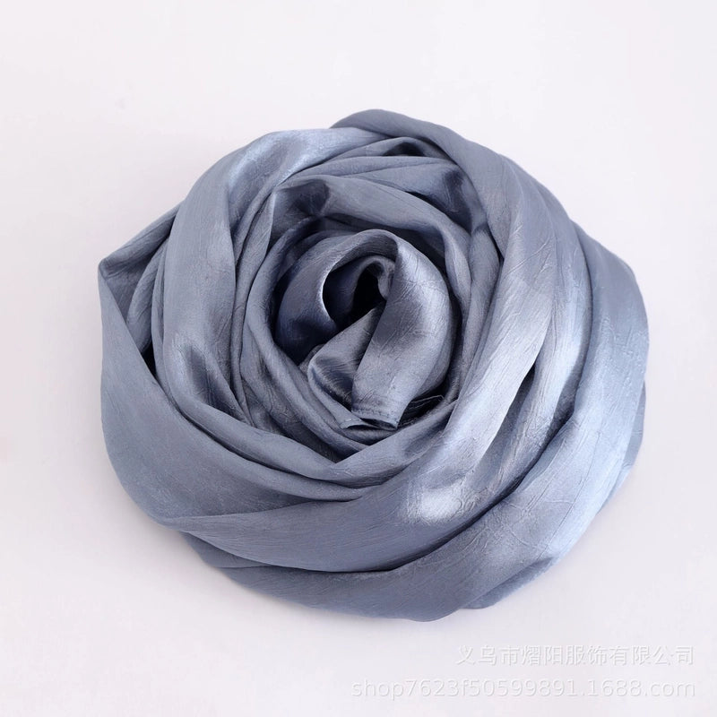 Spring And Summer New Bark Wrinkle Satin Scarf High-end Satin Wrinkle Long Scarf Ethnic Scarf Silk Scarf Shawl