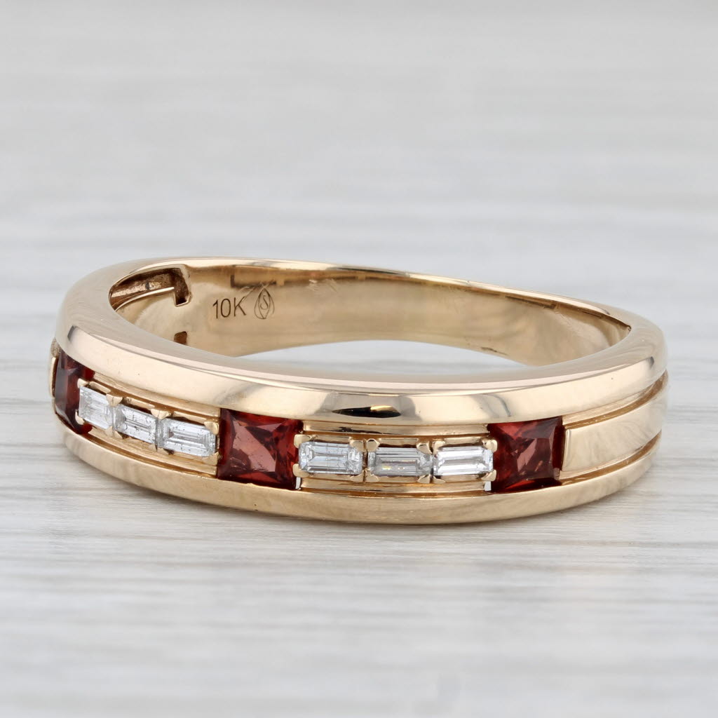 0.50ctw Diamond Garnet Ring 10k Yellow Gold Men's Wedding Band Size 10.75