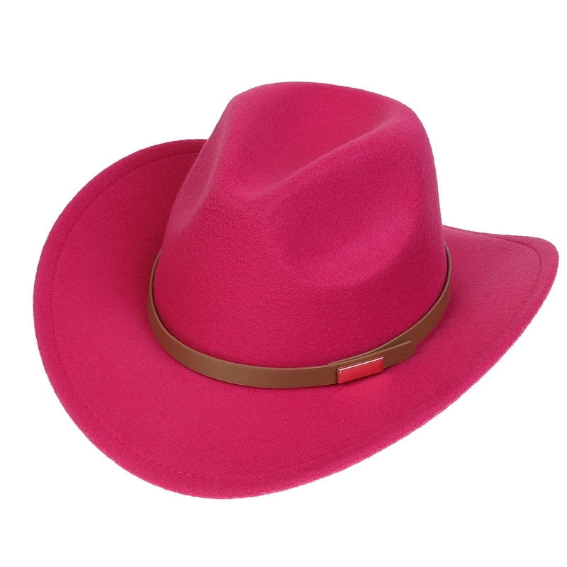 Tibetan Western Denim Top Hat Spring And Autumn New Jazz Hat Big Brim Five-pointed Star Belt Accessories Felt Hat For Men And Women