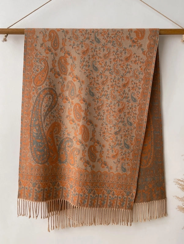New Ethnic Style Vintage Tassel Shawl Autumn And Winter External Dual-Use Scarf Women's Travel Vacation Photo Cape