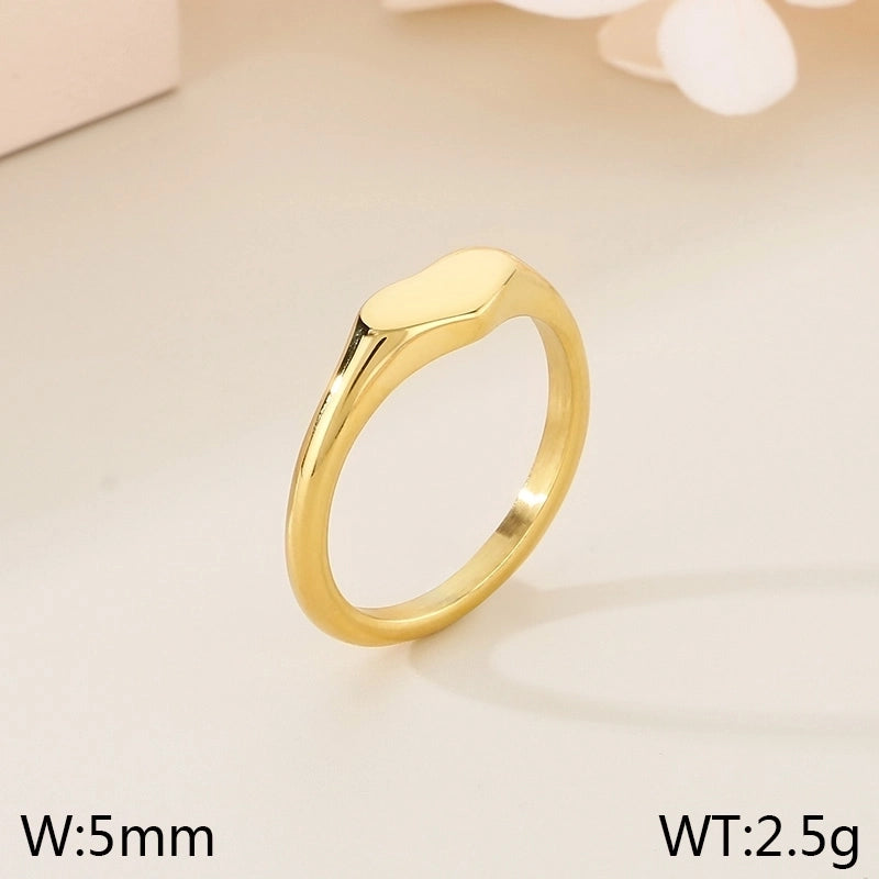 Minimalist Classic Style Heart Shape 304 Stainless Steel 18K Gold Plated Rings