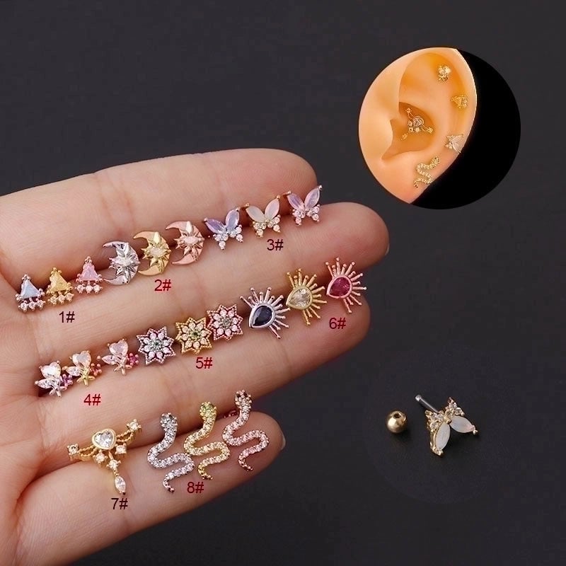 Ear Cartilage Rings & Studs Animal 316L Stainless Steel  Copper Plating