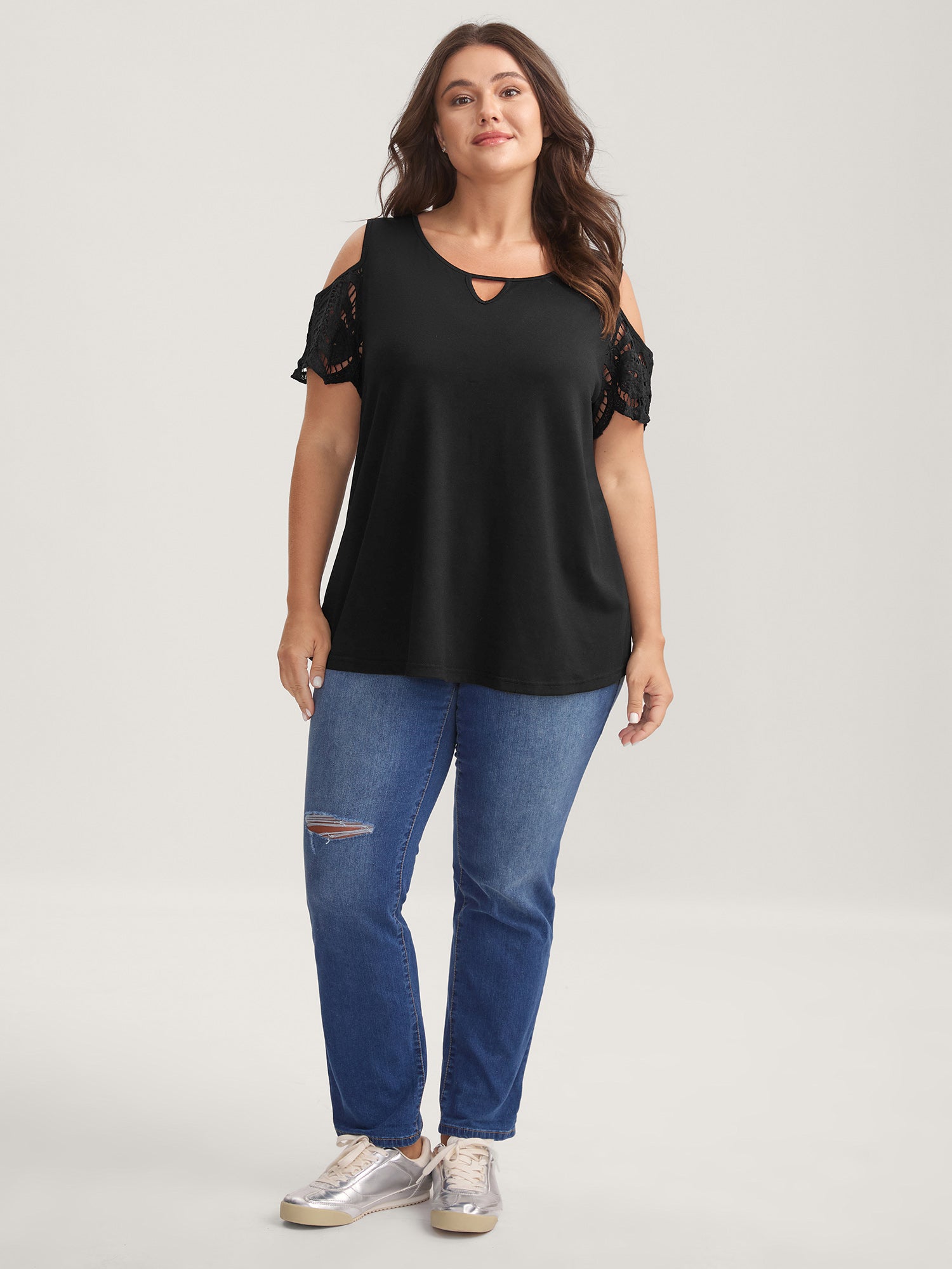 Sleeve Cut-Out Cold-Shoulder T-Shirt