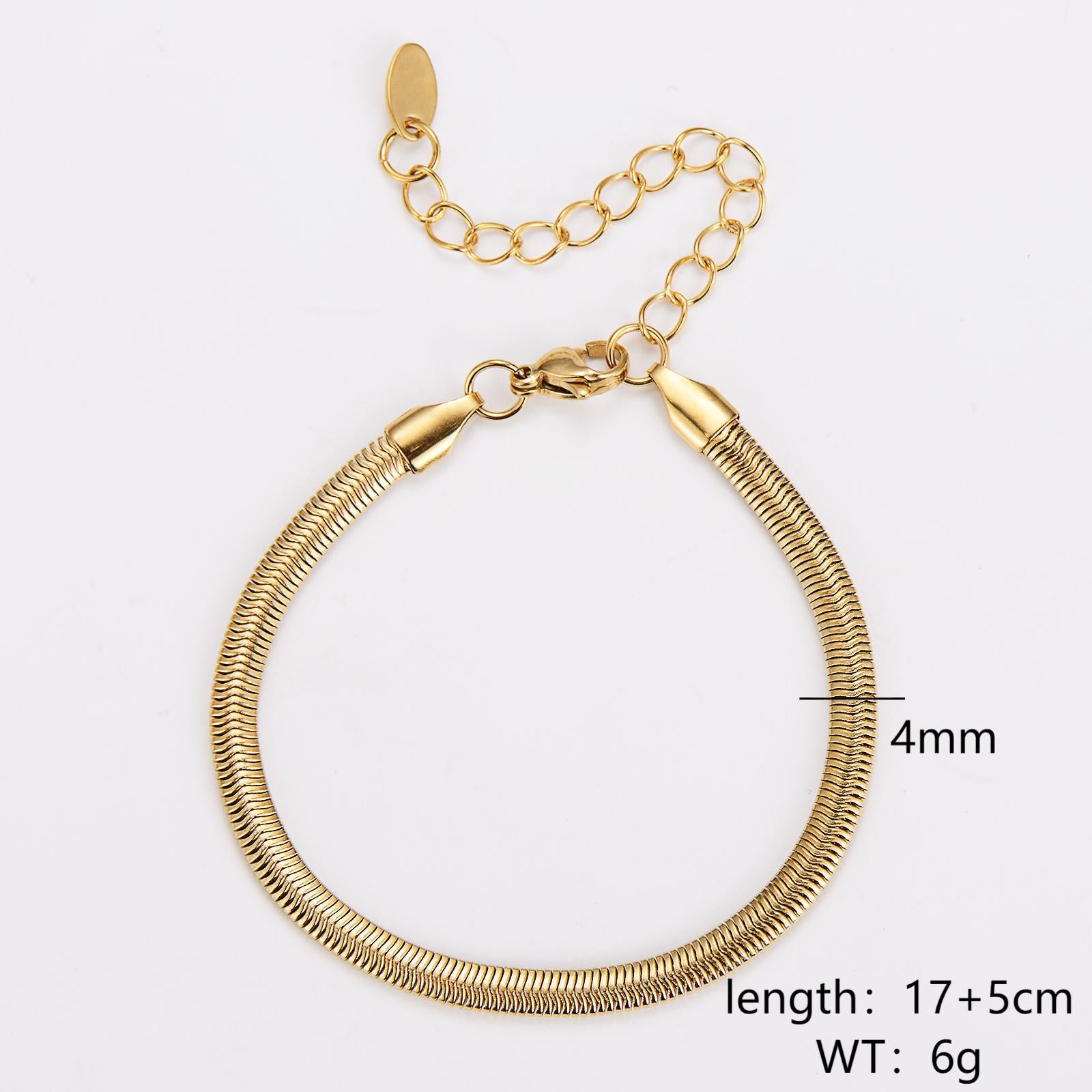 Aml Stainless Steel Snake Bone Chain Bracelet Sweater Trend Niche Simple Cold Flat Snake Chain Hip Hop