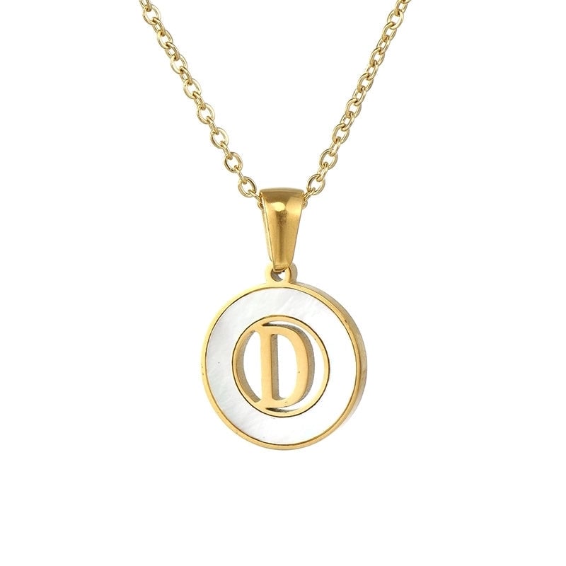 Minimalist Letter Stainless Steel Pendant Necklace Plating Hollow Out Shell Stainless Steel Necklaces