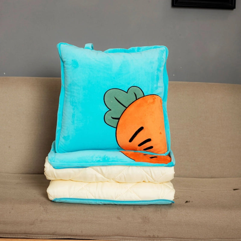 Pillow And Quilt Dual-Use Office Nap Small Pillow Car Back Seat Cushion Air Conditioning Blanket Folding Blanket Printed