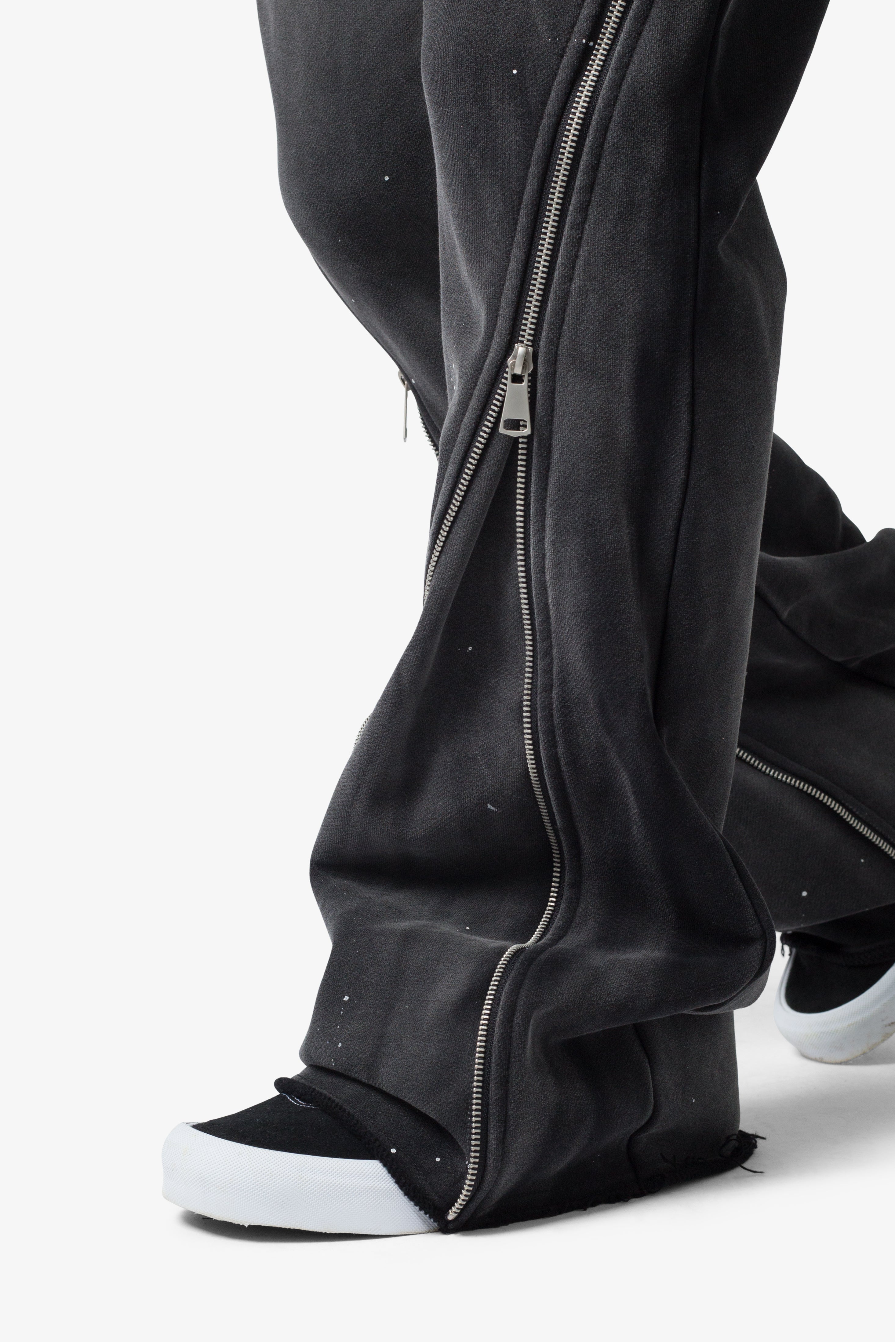 Zipper Flare Sweatpants - Vintage Black