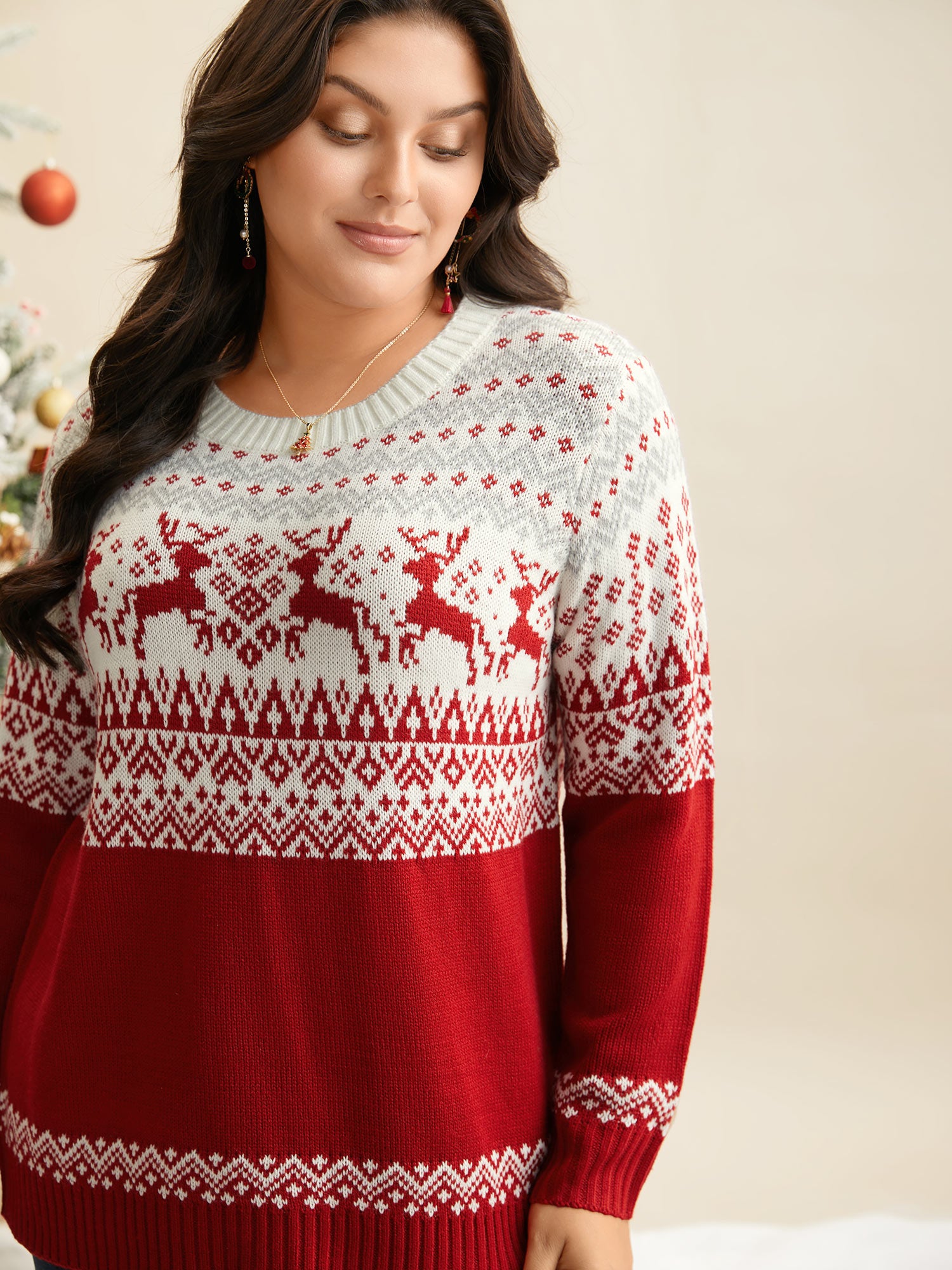 Supersoft Essentials Reindeer Print Round Neck Pullover