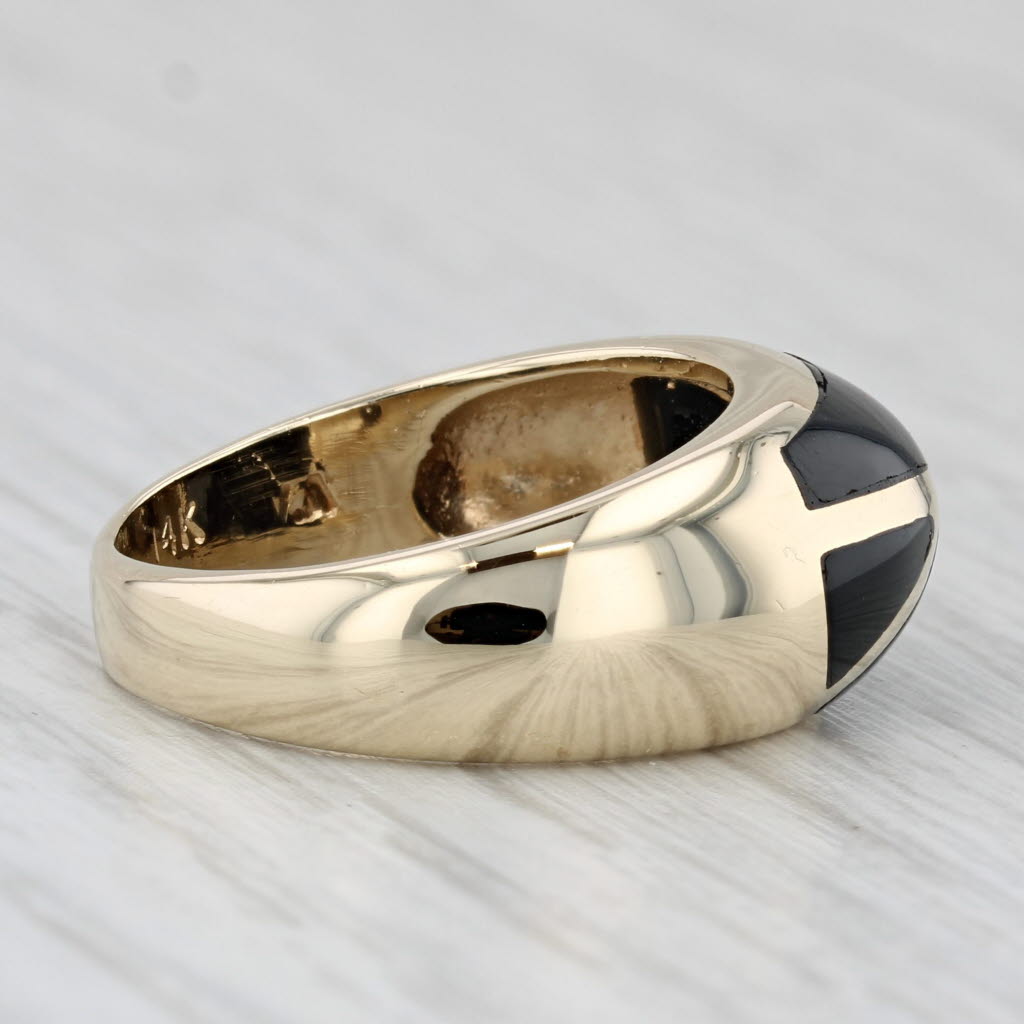 Onyx Mosaic Domed Ring 14k Yellow Gold Size 6.5