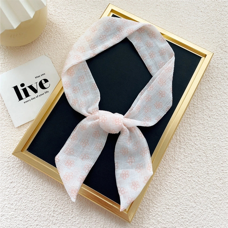 Fashion Printing Streamer Narrow Silk Scarf