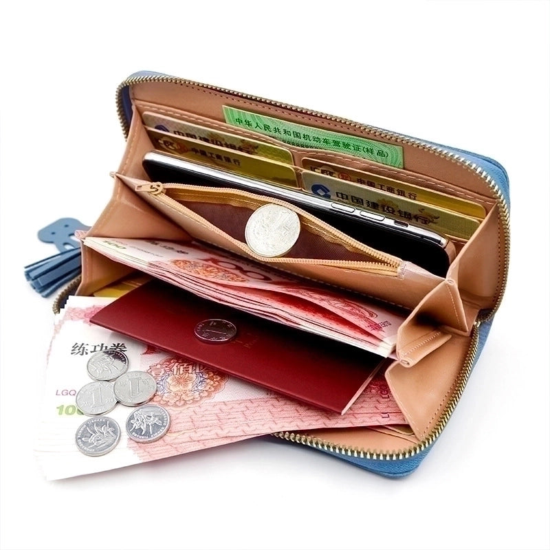 Women's Cartoon Pu Leather Tassel Zipper Wallets