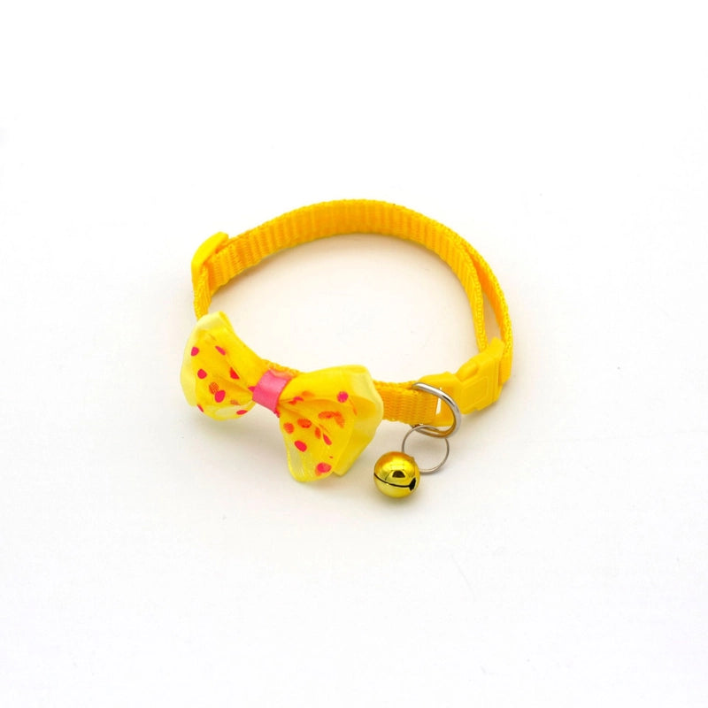 Pet Collar Multi-color Optional Puppy Teddy Collar Kitten Bow Collar Colorful Bell Adjustable