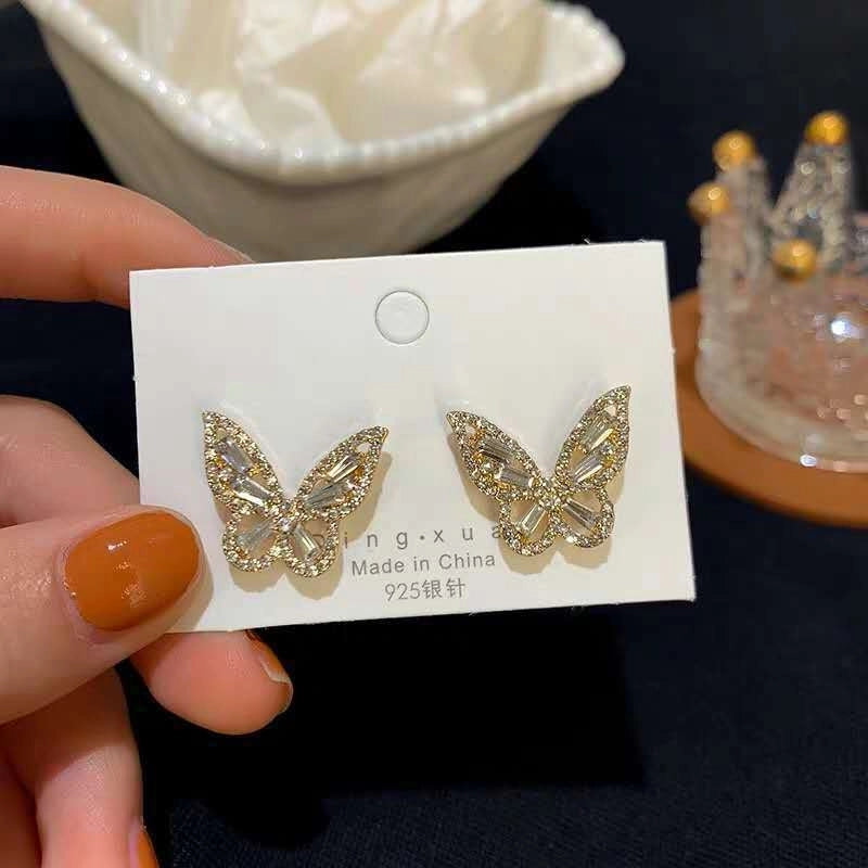 1 Pair Fashion Flower Butterfly Bow Knot Inlay Alloy Artificial Pearls Rhinestones Shell Earrings