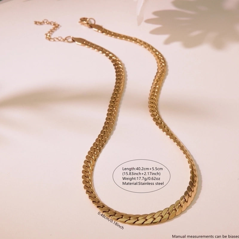 Minimalist Classic Style Cool Style Solid Color 304 Stainless Steel 18K Gold Plated Necklace