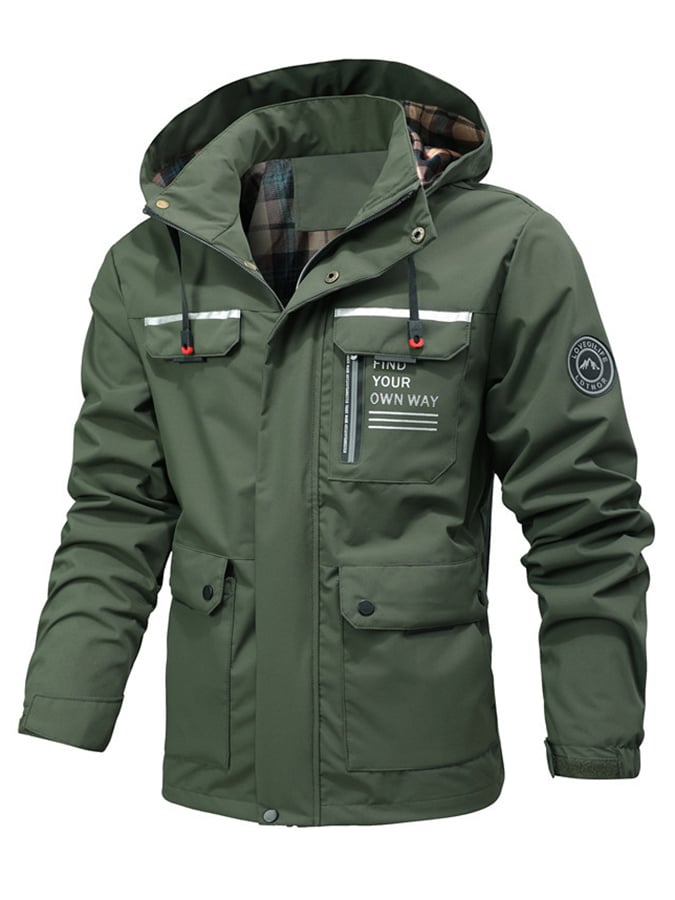 Men's Thin Waterproof Outdoor Hooded Punching Jacket