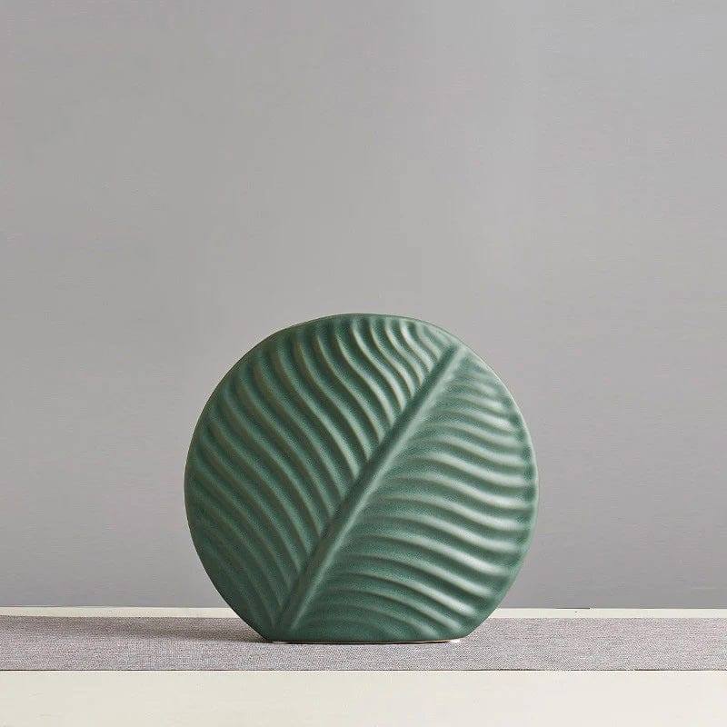 Leaf Slim Ceramic Vase - Green