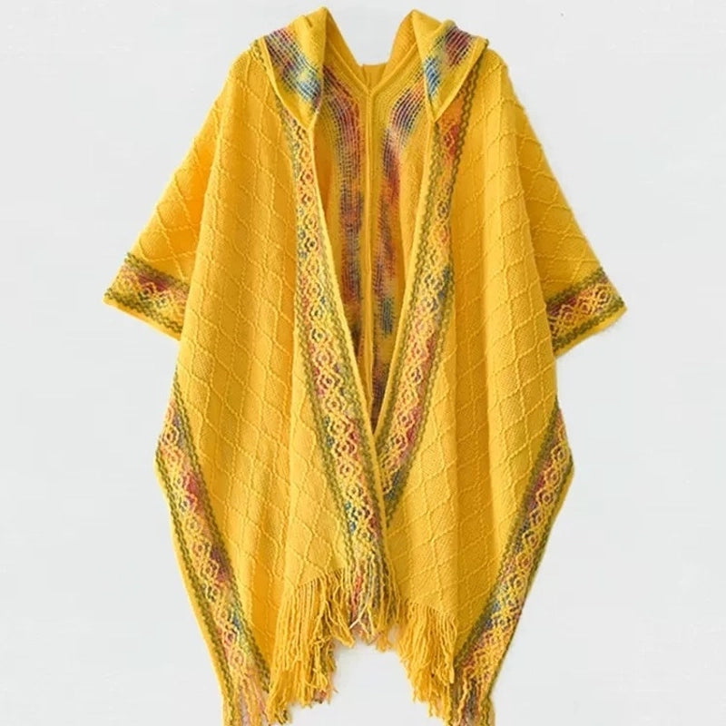 Women's Vintage Style Plaid Solid Color Imitation Cashmere Tassel Shawl
