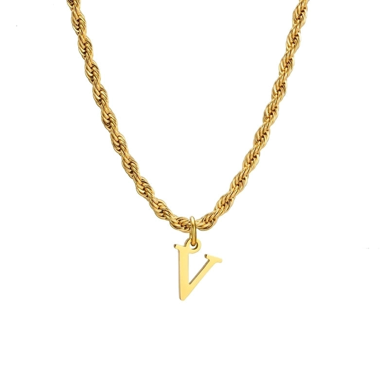 Minimalist Letter Stainless Steel Gold Plated Pendant Necklace