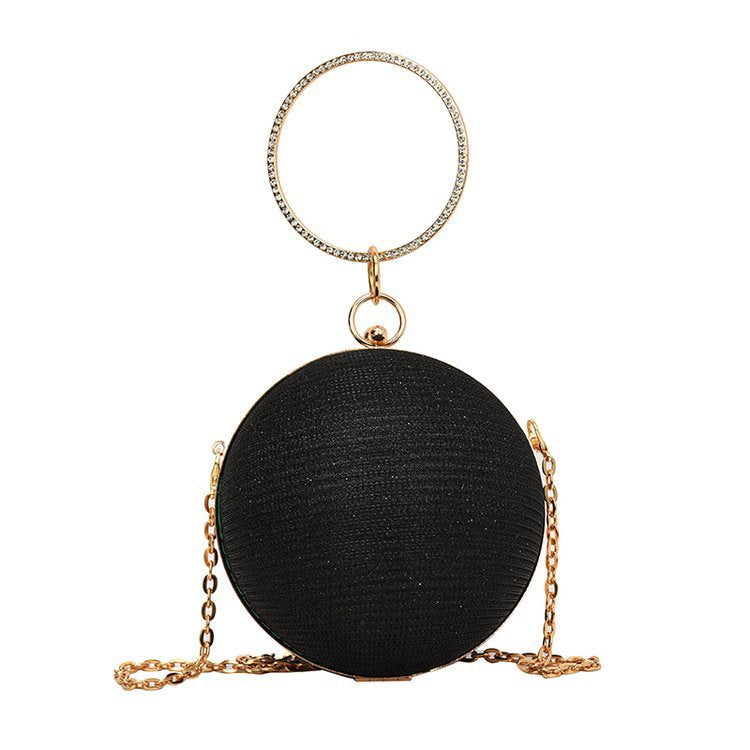 Inlaid Diamond Straw Sphere Evening Clutch Bag
