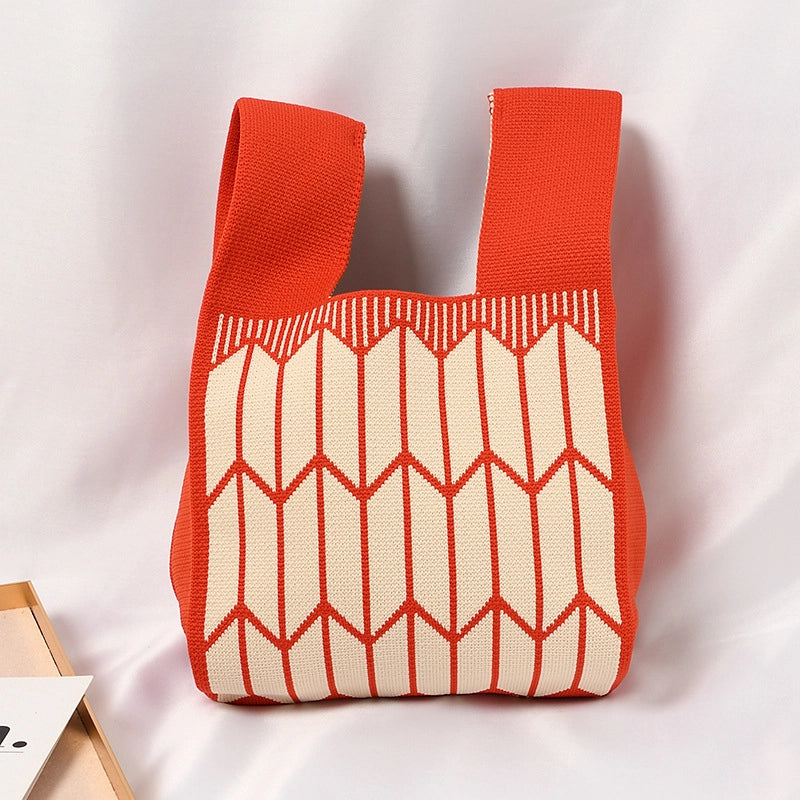 Women's Small Polyester Geometric Streetwear Open Tote Bag