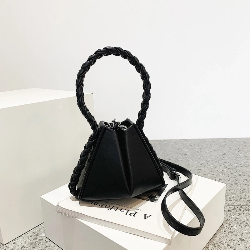 Artificial Leather Solid Color Fashion Magnetic Buckle Bucket Bag