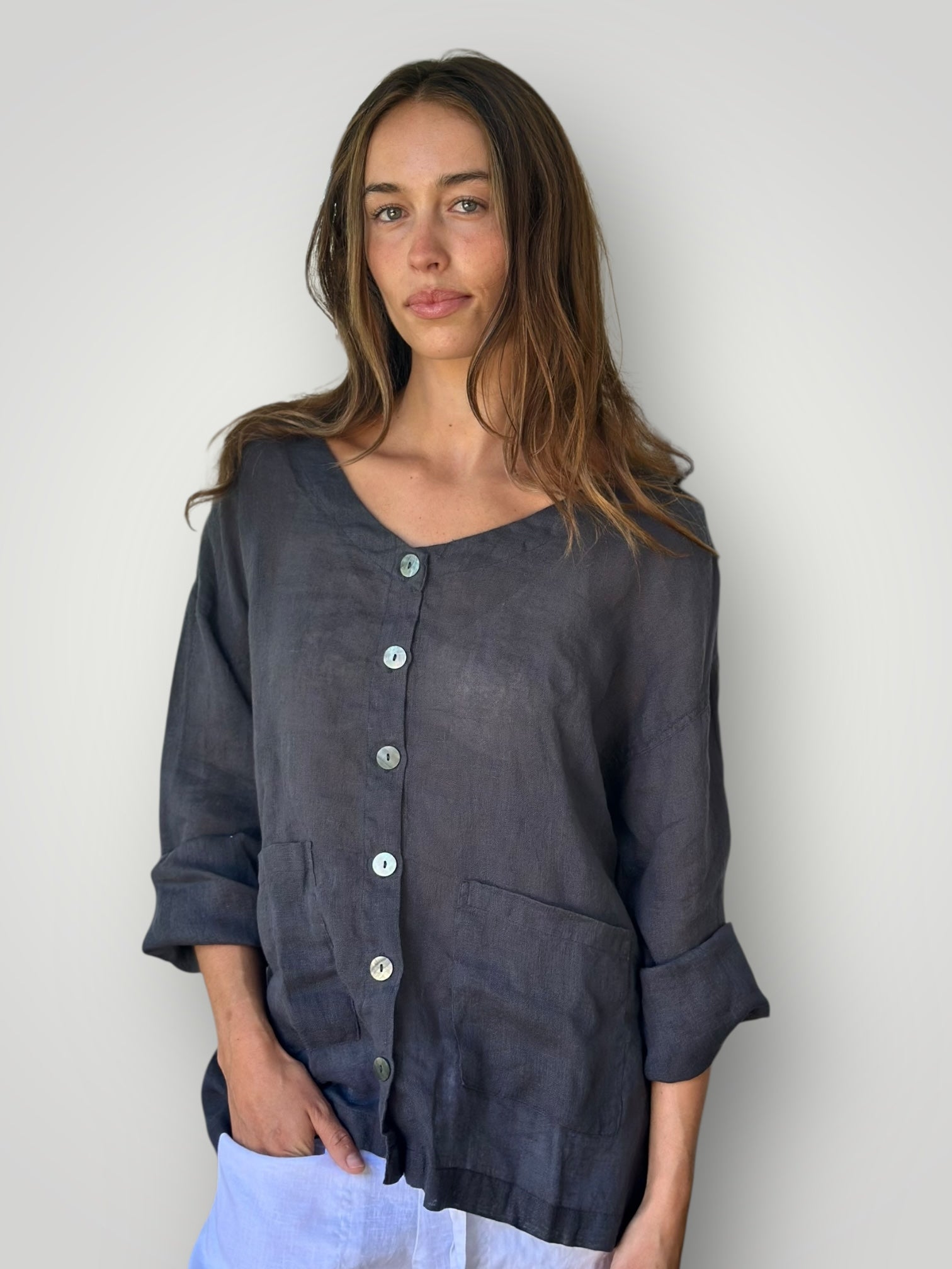 jamie jacket - charcoal linen