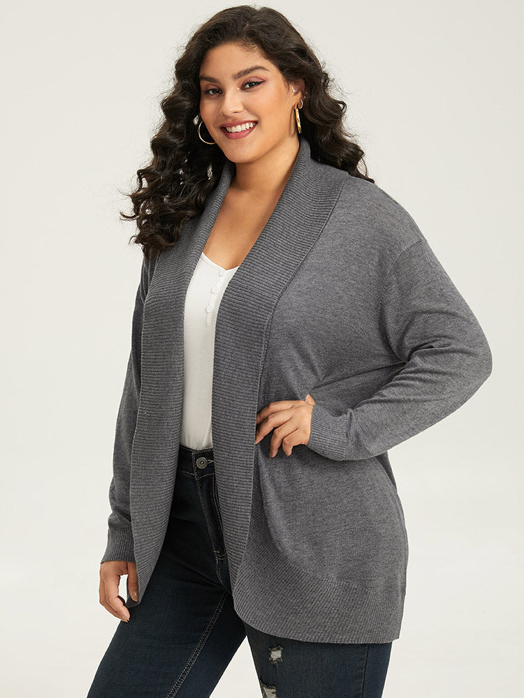 Supersoft Essentials Plain Texture Arc Hem Cardigan