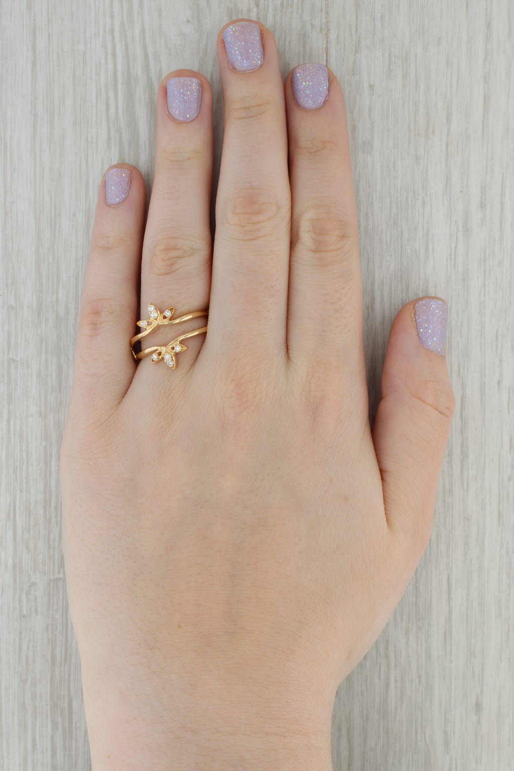 0.12ctw Diamond Ring Jacket Guard 14k Yellow Gold Size 10.75 Bridal