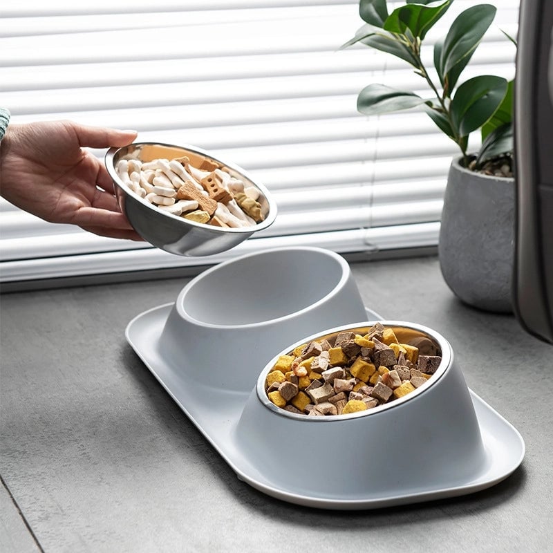 Minimalist Classic Style PP Stainless Steel Solid Color Pet Tableware