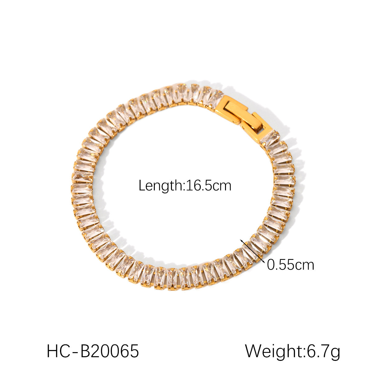 Ins Style Stainless Steel Inlaid Square Zircon Necklace Bracelet Clavicle Chain