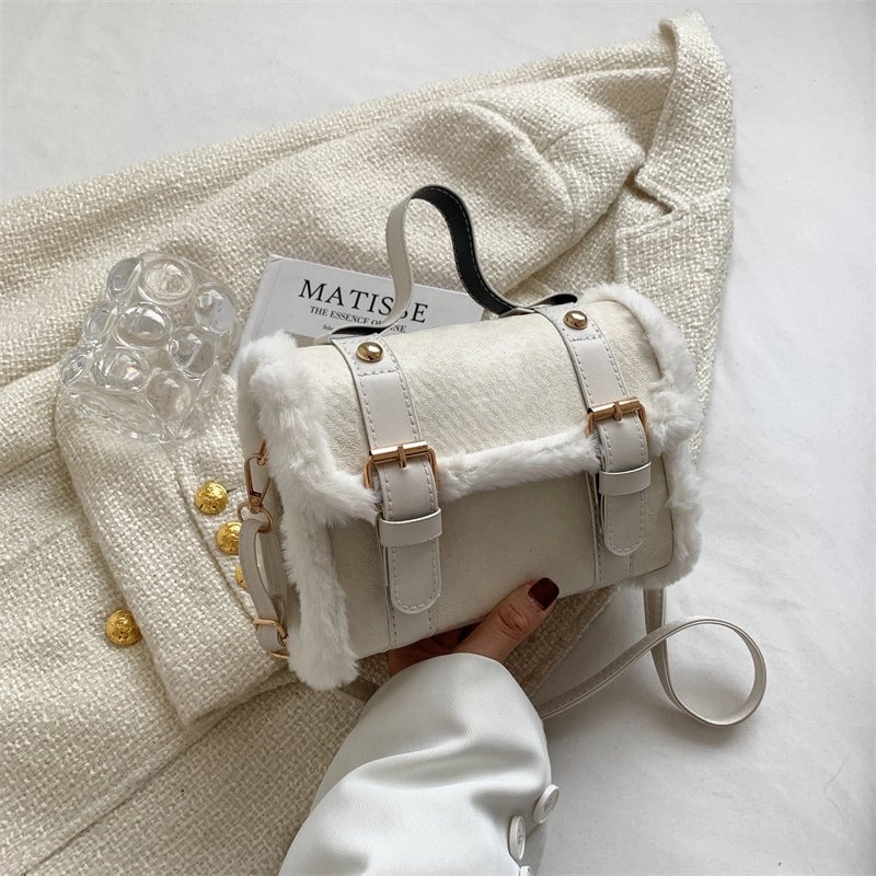 Bag Women's Summer New  Fashion Retro Plush Cylinder Handbag Women's Shoulder Crossbody Bag