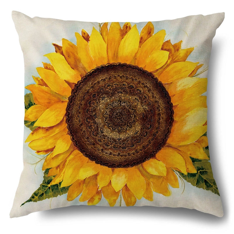 Pastoral Sunflower Linen Pillow Cases