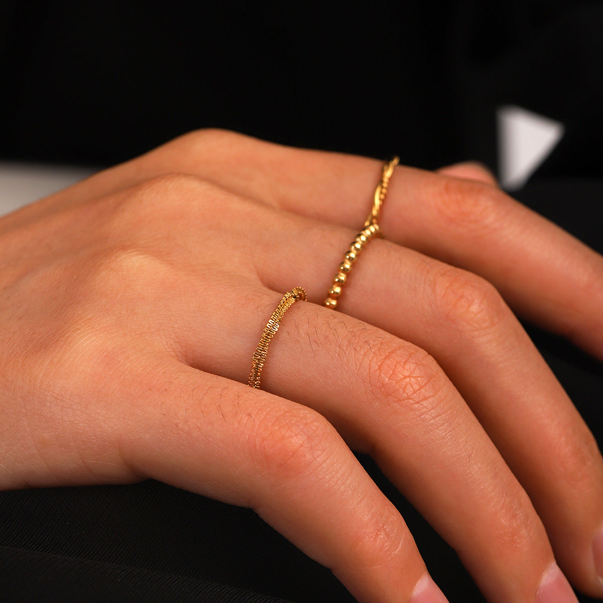 Ins Style Stainless Steel Twist Ring Female Round Bead Ring Star Chain Ring