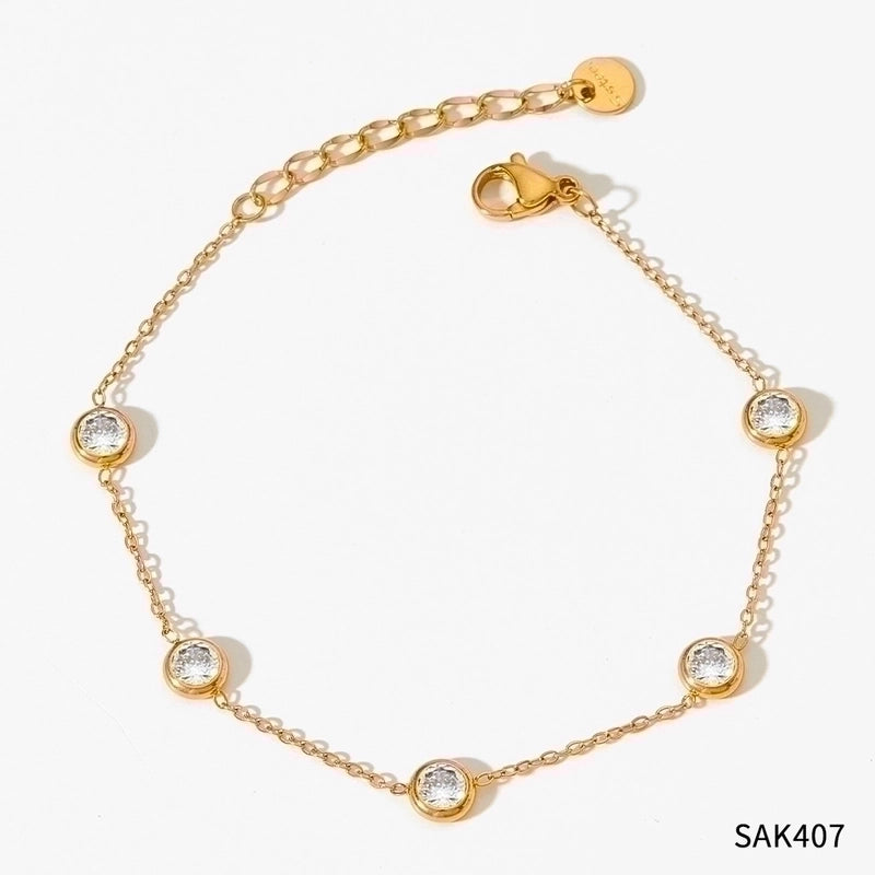 3 Pieces Retro Round Stainless Steel Titanium Steel Plating Inlay Zircon Bracelets Necklace