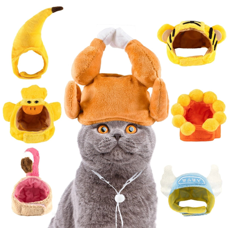 Pet Sunflower Hat Dog Cat Banana Headdress Tiger Head Cover Teddy French Bucket Supplies