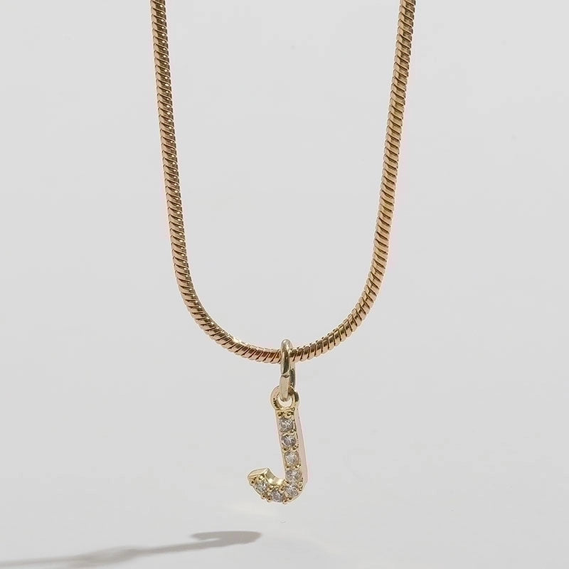 304 Stainless Steel Copper Classic Style Inlay Letter Zircon Pendant Necklace