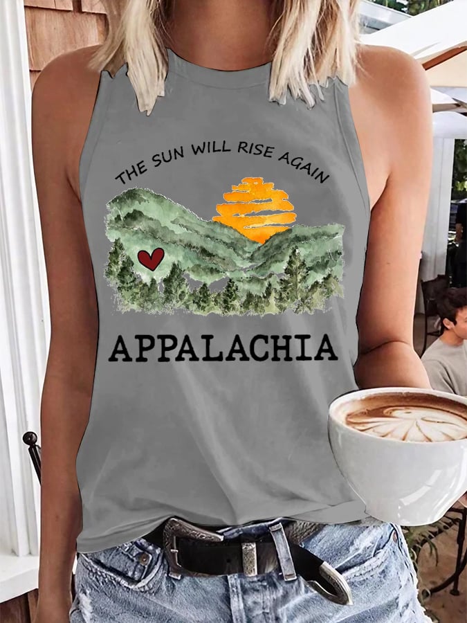 Women's Appalachia Strong. The Sun Will Rise Again Printed Tank Top