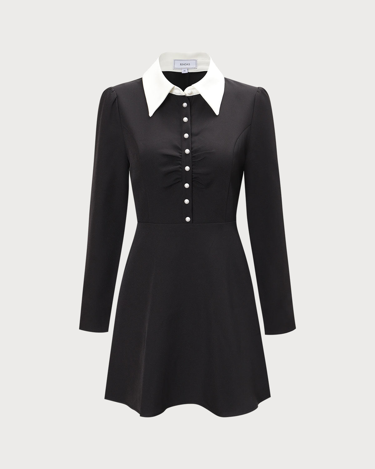 The Black Lapel Colorblock Ruched Mini Dress