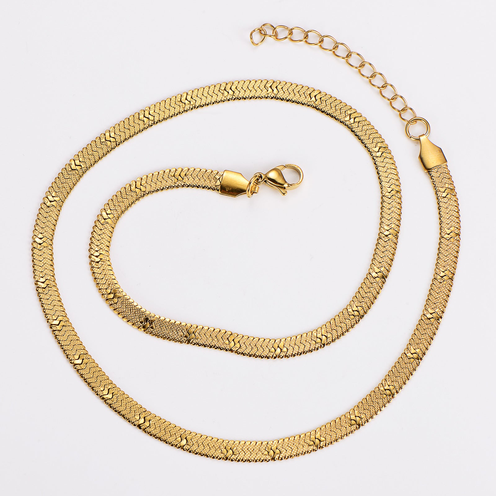 Aml Stainless Steel Batch Pattern Blade Sweater Chain Simple Ladies Clavicle Chain Fashion Flat Snake Stainless Steel