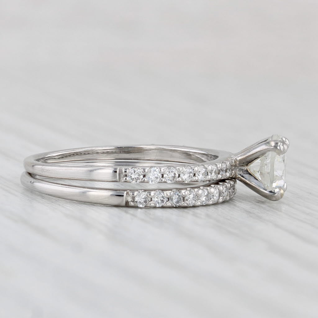 1.42ctw Round Diamond Engagement Ring Wedding Band Bridal Set 14k Gold GIA